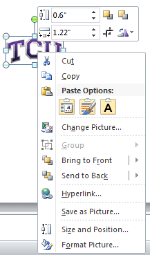 Format picture menu on a PC