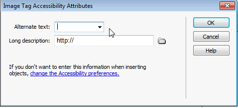 Dreamweaver Alt Text